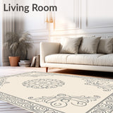 Elegant Scroll Medallion Tapestry Artisan Collection(Ivory)