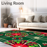 Classic Interlocking Plaid Featuring Holly Leaf and Berry Highlights(Red)