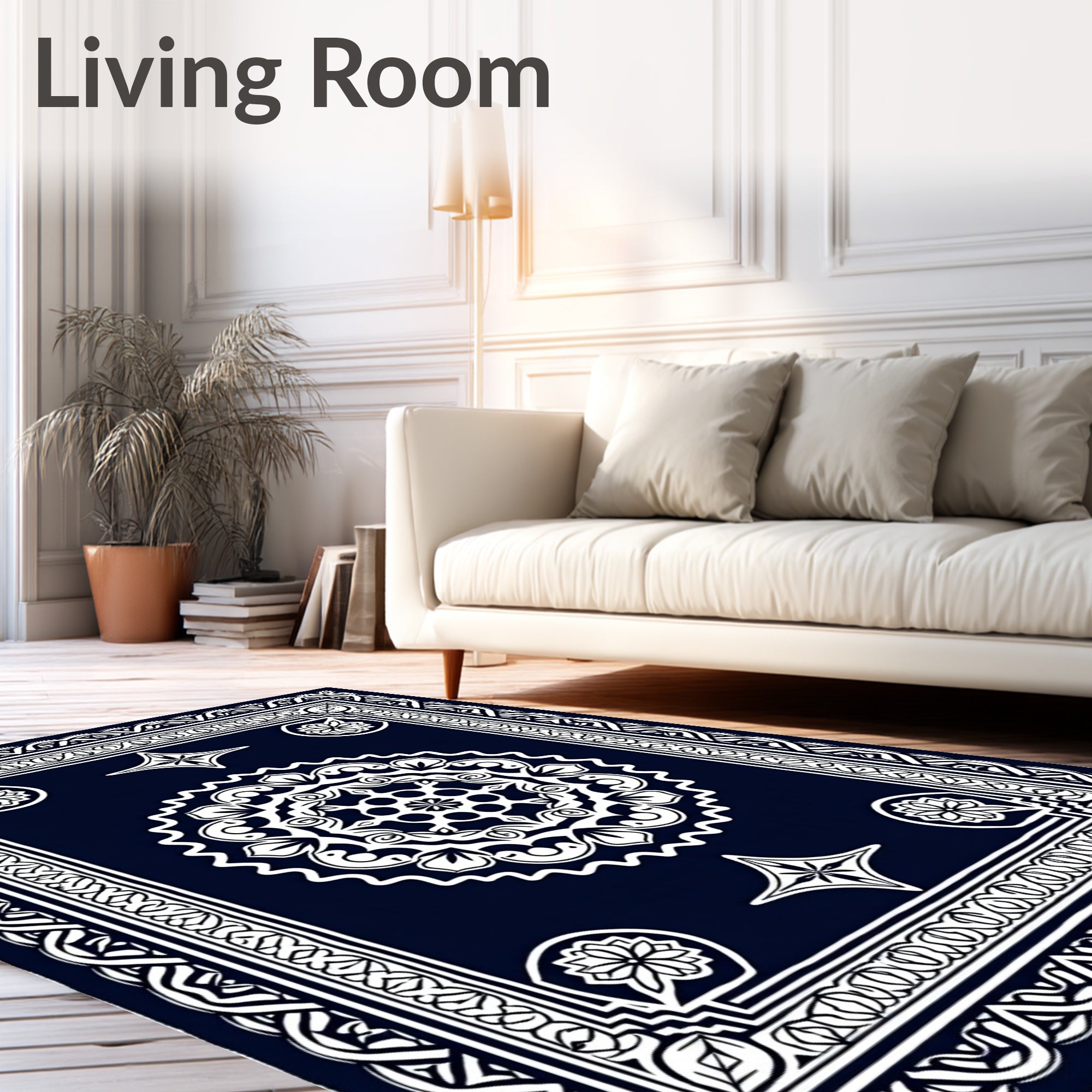 Elegant Interlocking Medallion Floral Lattice Contemporary Symmetrical (Black) - ODIKA