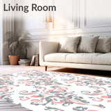 Classic Damask Leaves Interplay with Ornate Vine Filigree(White)