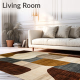 Brown Abstract Area Beige Highlights Chic(Beige)