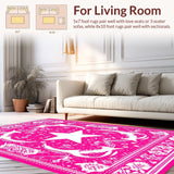 Ultra Soft Area Rug, Non Slip, Stain Resistant, Washable Area Rugs for Living Room, Bedroom, Vibrant Pink Western Themed Washable Bath Mat(Pink)