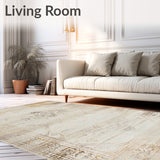 Vintage Inspired Distressed with Geometric Accents in Neutral Tones(Beige)