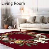 Elegant Pinecone Wreath Ribbon Bow Hearth Gathering Centerpiece(Red)