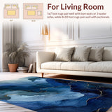 Indigo Cascade Sapphire Swirl Abstract Wash Effect(Blue)