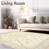 Geometric Weave Neutral Tone Diamond Lattice Area(Beige)