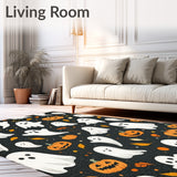 Spooky Season Kitchen Area Rugs Set Pack Non Slip Halloween Decor(Gray)
