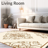 Traditional Ornate Damask Elegant Motif (Beige)