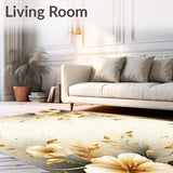 Beige Floral Accent Bath Non Slip Shower(Ivory)