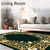 Art Nouveau Blossom Featuring Interlocking Leafy Vines and Butterflies (Green)