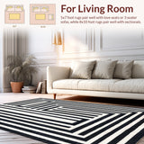 Contemporary Stripe Fusion Alternating Bold Lines Dynamic Graphic Art(Black)