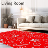 Festive Spiral Swirls with Snowflake Accents and Elegant Scroll Motifs(Red)