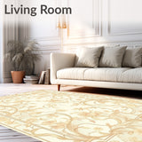 Scroll and Floral Motif in Cream Beige(Beige)