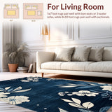 Ultra Soft Area Rug, Non Slip, Stain Resistant, Washable Area Rugs for Living Room, Bedroom, Butterfly Floral Washable Kids Playroom Carpet(Black)