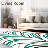 Chevron Zigzag Wave Contemporary Floor Covering (Teal) - ODIKA