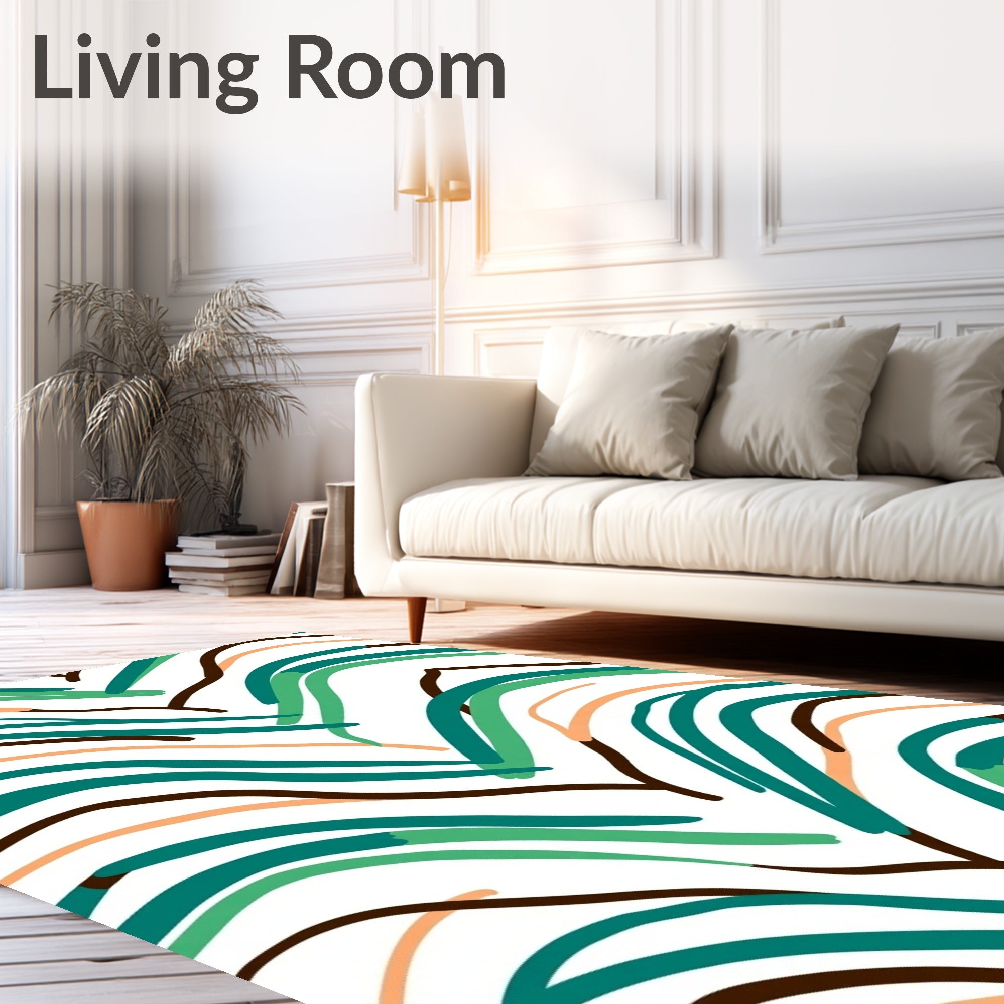 Chevron Zigzag Wave Contemporary Floor Covering (Teal) - ODIKA
