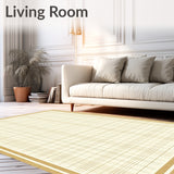 Elegant Cream Camel Grid Area Non Slip Geometric(Beige)