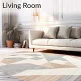 Area Contemporary Geometric Beige Patterned(Beige)