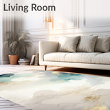 Ethereal Aura Area Beige & Blue Cloud Inspired Design(White)