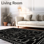 Kasbah Maze Motif with Abstract Interlocking Lines and Minimalist Dots (Black) - ODIKA