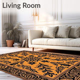 Ornate Harvest Fleur Interlocking with Delicate Scroll and Leaf Embellishments(Brown)