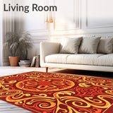 Harvest Scrollwork Featuring Abstract Floral Vines(Red)