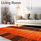 Burnt Orange Copper Fiery Red Abstract Shape Washable Rug Floor Mat(Orange)