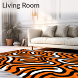 Monochrome Wave Interlocking Stripe Contemporary Artistic Motif(Orange)