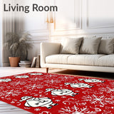 Festive Snowman Parade with Swirling Winter Starburst Motifs(Red)