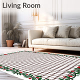 Checkerboard Plaid with Frosted Berry Garlands(Brown)