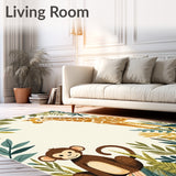 Whimsical Jungle Friends Beige for Kids Playful Spaces(Beige)