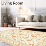 Boho Chic Beige with Abstract Floral Motifs(Beige)