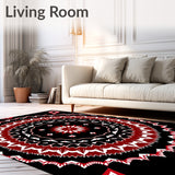 Mosaic Starburst Kaleidoscope with Radiating Petal Design (Black)