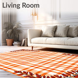 Buffalo Check Plaid with Fall Foliage Accent Motifs(Orange)