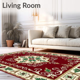 Victorian Scroll Damask with Whimsical Winter Pinecone Flourish(Burgundy)