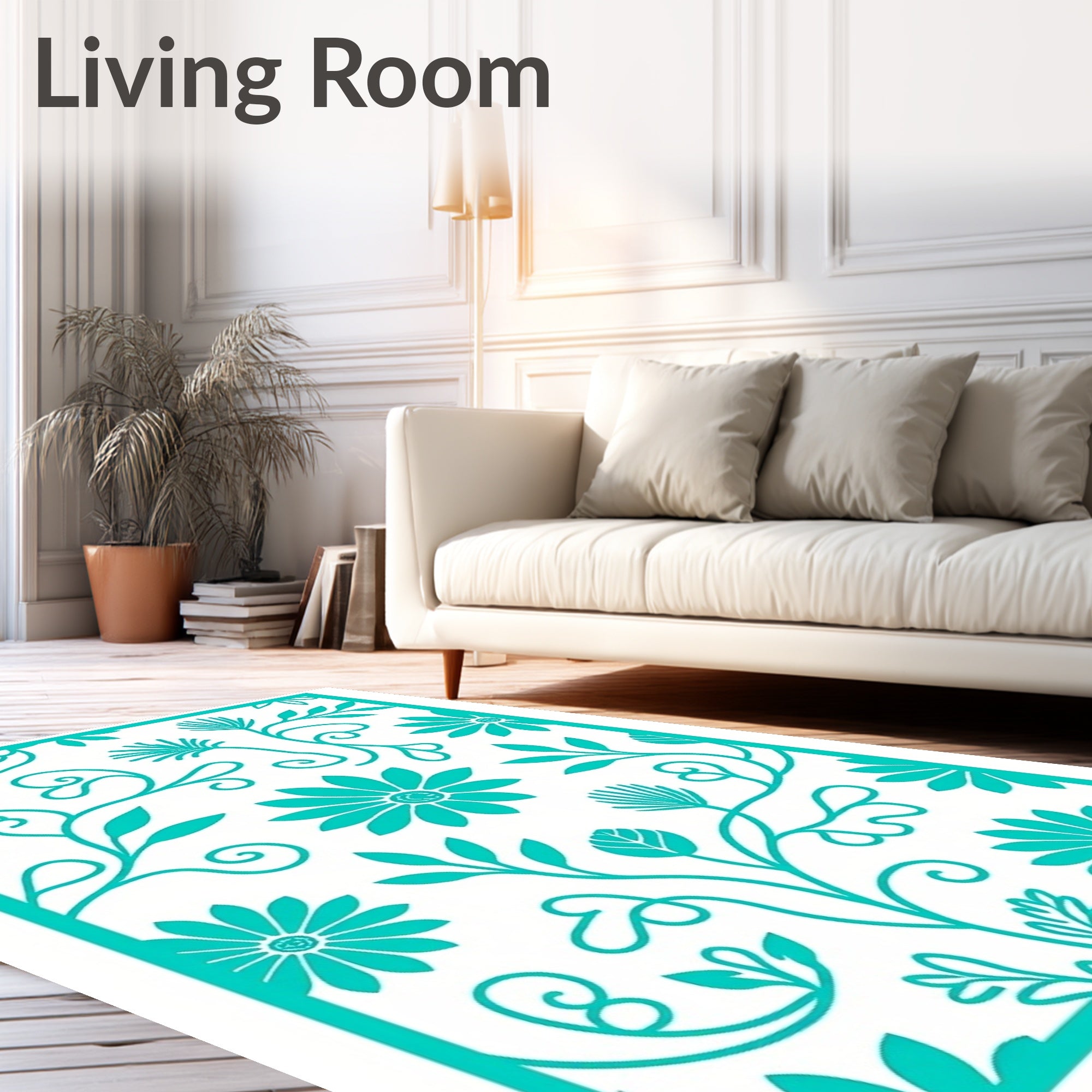 Whimsical Floral Swirl Featuring Abstract Leaf and Vine Accents (Blue) - ODIKA