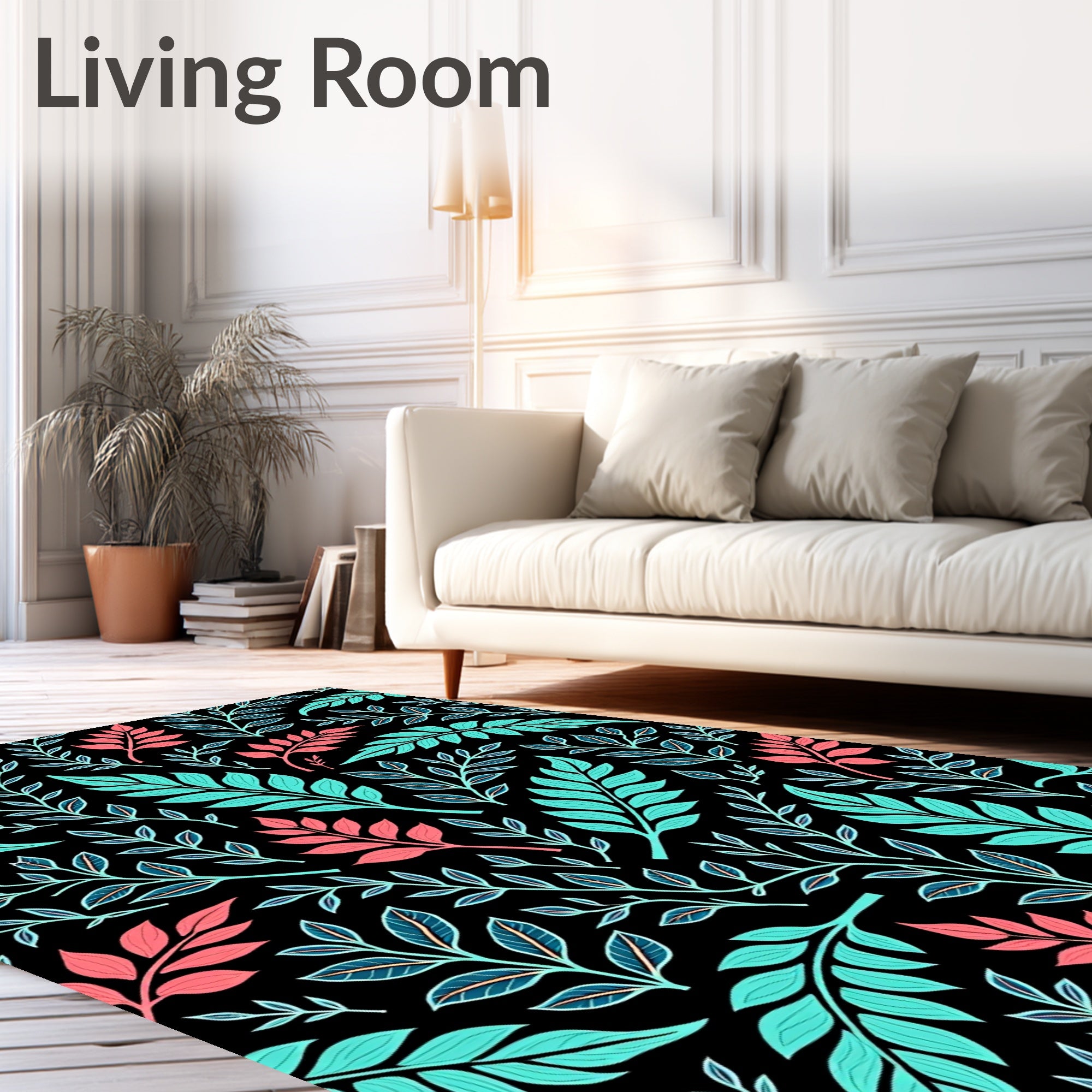 Elegant Banana Fern Cascade Handpainted Floral Botanical Symphony (Black) - ODIKA