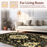 Black Gold Flannel Area Rug for Comfort(Black)