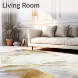 Luxurious Beige Bathroom Abstract Marble Stone Design(White)