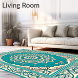 Elegant Medallion Trellis With Flourishing Botanical Motifs (Turquoise)