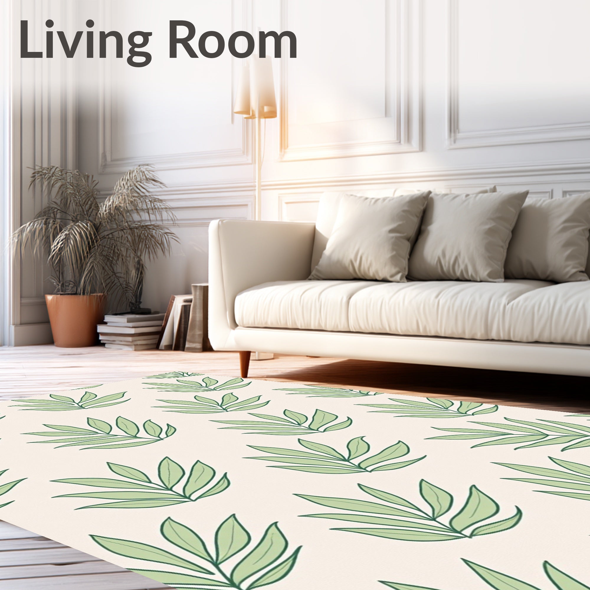 Petal Outline Floor Accent with Botanical Inspired Contours (Green) - ODIKA