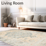 Beige Distressed Geometric Medallion(Beige)
