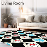 Buffalo Check Winter Wonderland with Playful Snowman Accents(Black)