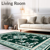 Elegant Floral Arabesque Weathered Decorative Eclectic Motif(Green)