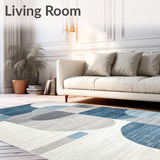 Contemporary Area Rug Abstract Blue & Grey(Gray)