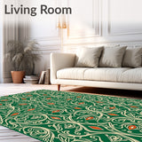 Paisley Swirl Cascade with Teardrop Flourish Motifs (Green)