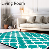 Modern Interlocking Trellis with Contrasting Border (Teal) - ODIKA