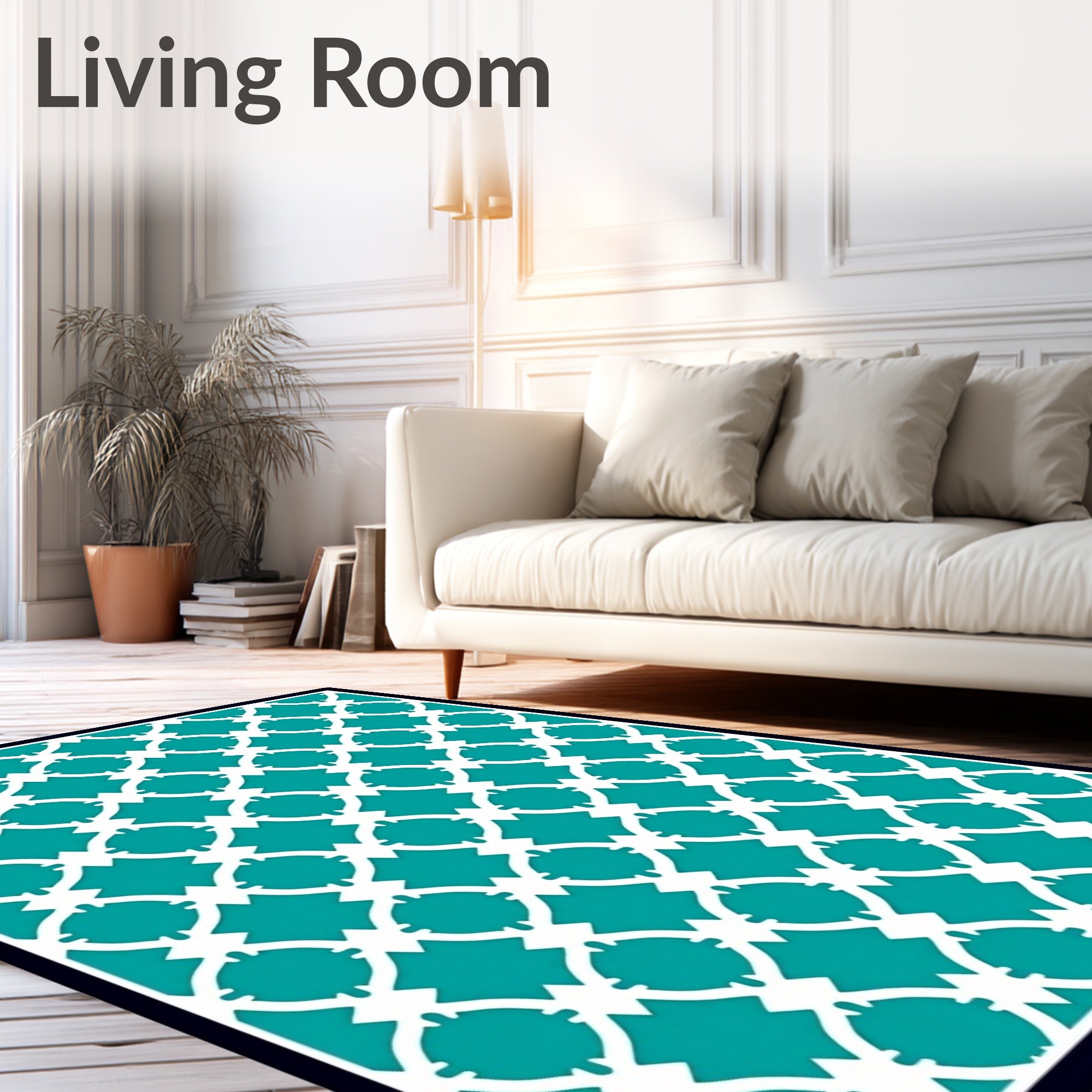 Modern Interlocking Trellis with Contrasting Border (Teal) - ODIKA