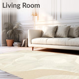 Wavy Abstract Area with Creamy Beige Swirl Motif and Modern Flowing Lines(Beige)