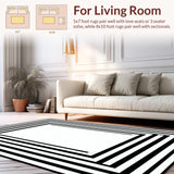 Bold Stripe Symphony Black & White Geometric Patterned(Black)